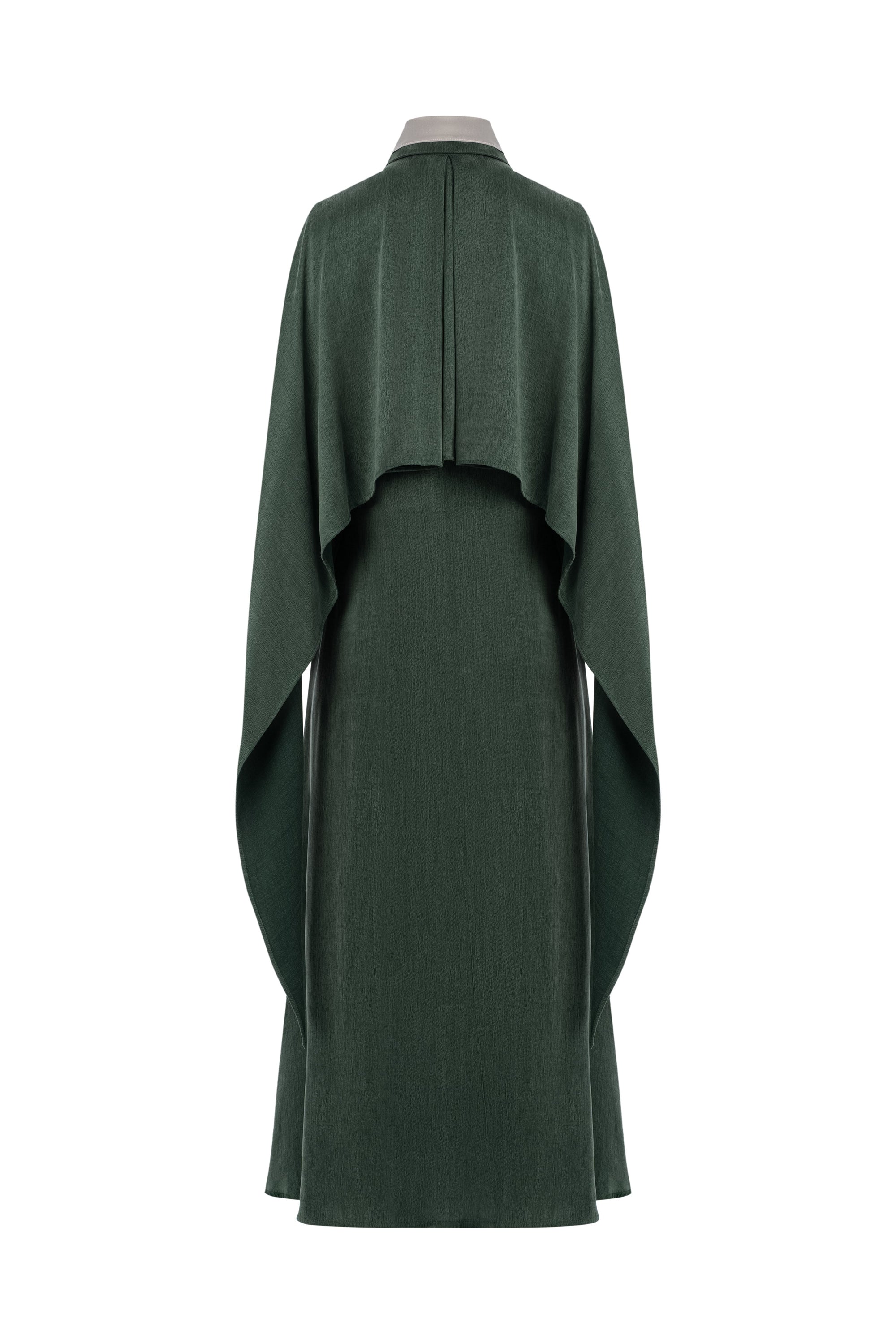 Сукня в зеленому відтінку з шовковим коміром