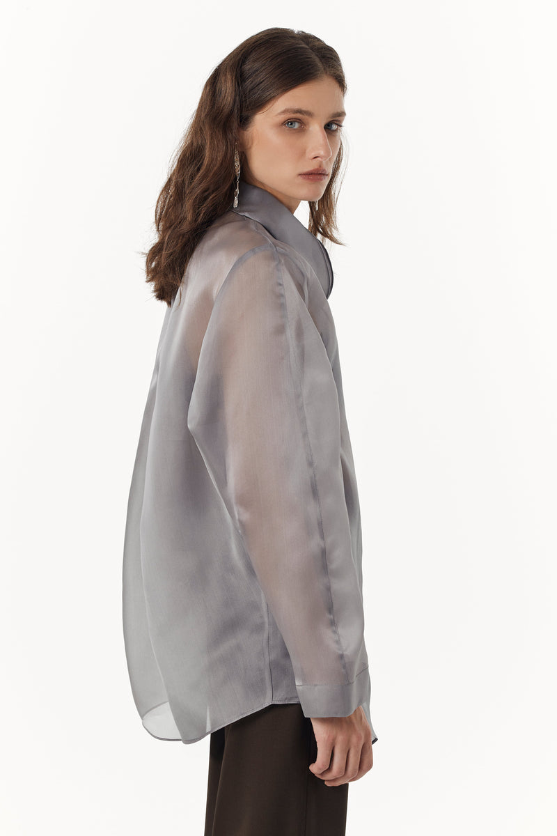 Сіра блуза з органзи
