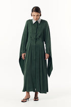 Сукня в зеленому відтінку з шовковим коміром