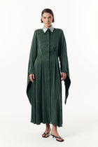 Сукня в зеленому відтінку з шовковим коміром